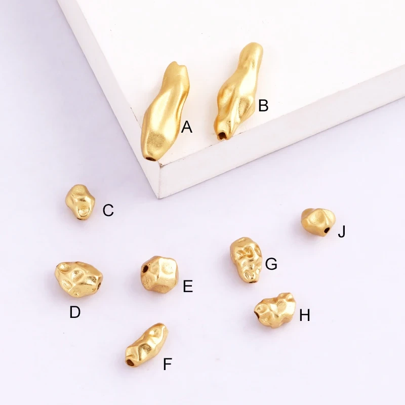 New Style Simple 18K Gold Plated Brass Irregular Space Beads,Men Women Bracelet DIY Charms Handmade Jewelry Accessories Supplies