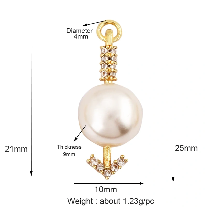Cross Smiling Face Heart Flower Pearl CZ Zircon 18K Gold Charm Pendant,Bracelet Necklace Attachment Jewelry Findings Supply L36