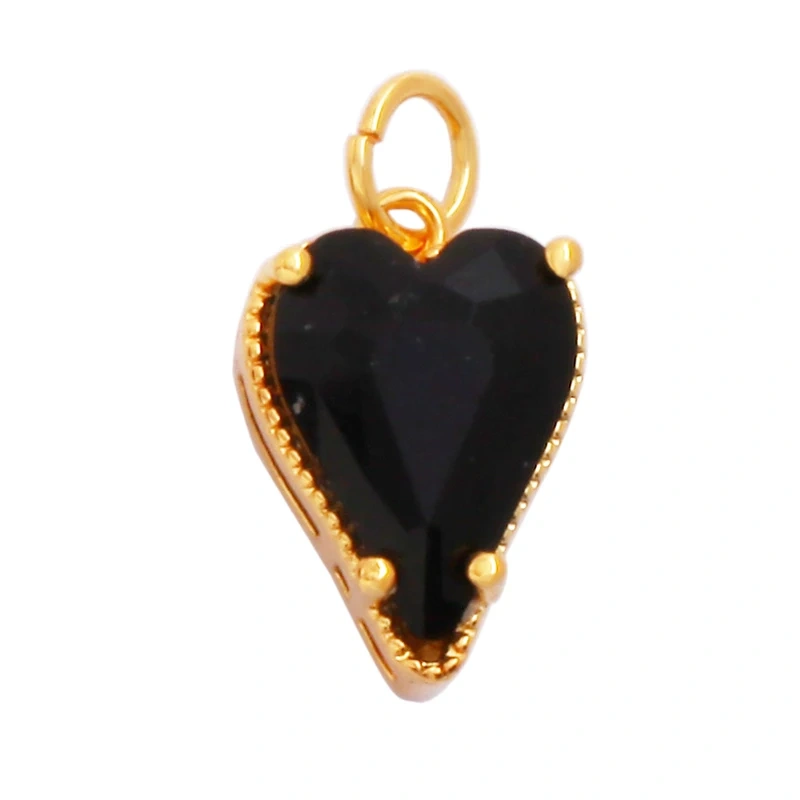 Trendy Love Heart Enamel Zircon Charm Pendant,18K Gold Plated Colour,Necklace Bracelet Handmade Jewelry Accessories Supplies M69