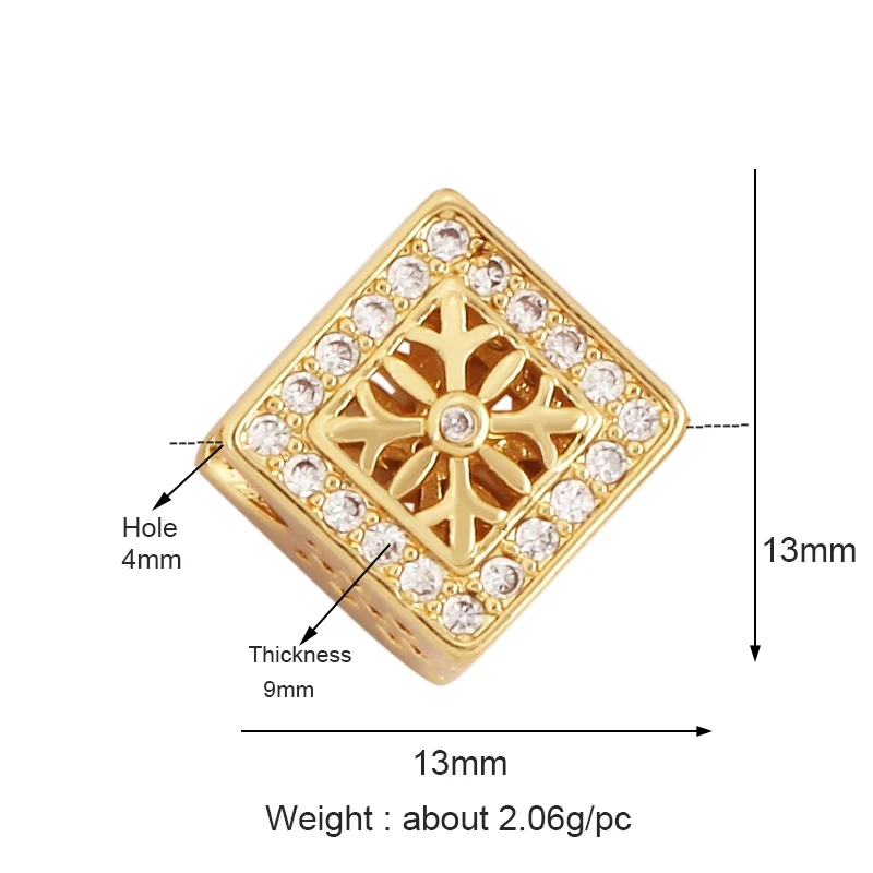 Delicacy Flowers Heart Round Geometry Shape Fashion Hollow Out Spacer Beads Tube,18K Gold Jewelry Making Accessories Supply M54