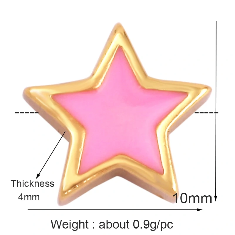 Enamel Happy  Face Heart Star Bead,10mm Gold Brass Colourful DIY Bracelet Components Accessories Wholesale Supplies M88