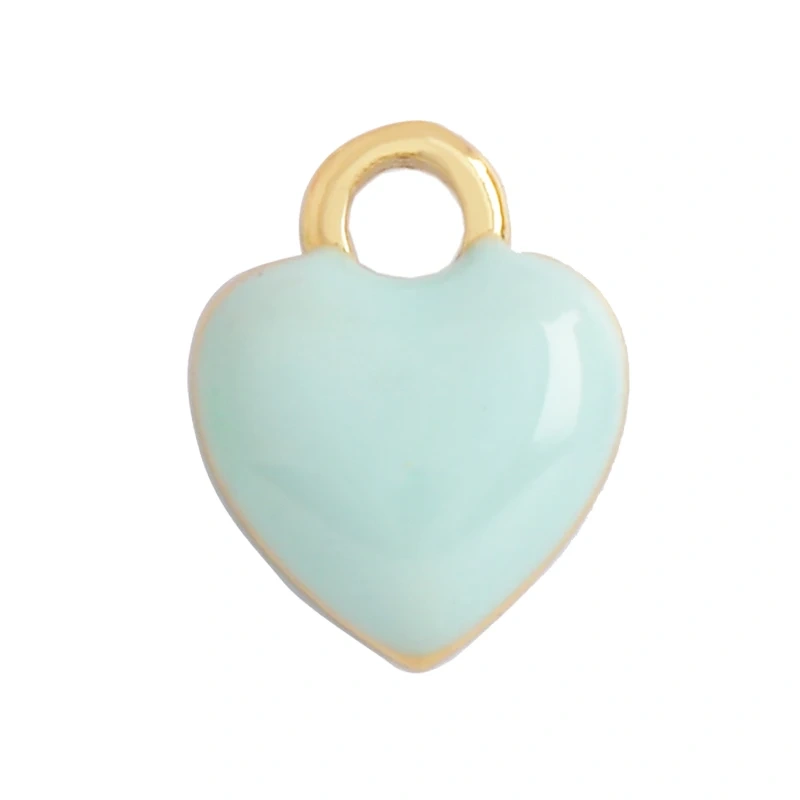 Trendy Love Heart Enamel Zircon Charm Pendant,18K Gold Plated Colour,Necklace Bracelet Handmade Jewelry Accessories Supplies M69