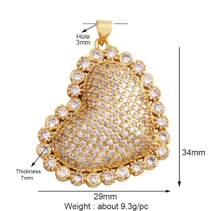 Fashion Love Heart Zircon Focal Charm Pendant,Twin Two Hole 18K Gold Plated, Necklace Bracelet Jewelry Accessories Supply M07