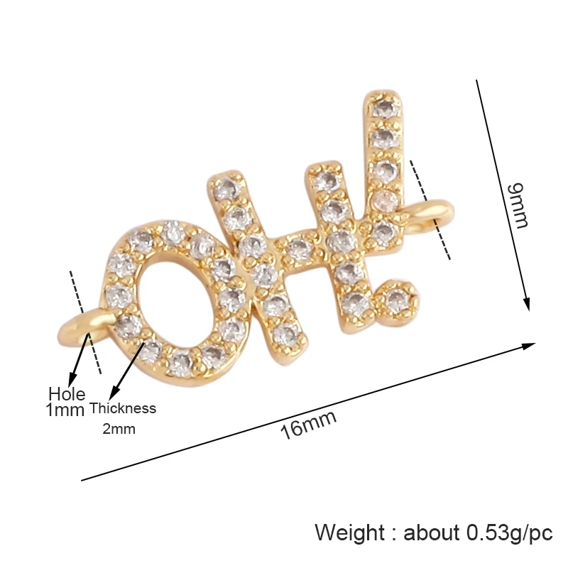 Trendy LOVE AMOR KISS QUEEN MAMA 520 1314 Charm Connector,CZ Zirconia Clasp Bracelet Necklace Components Accessories Supply M64