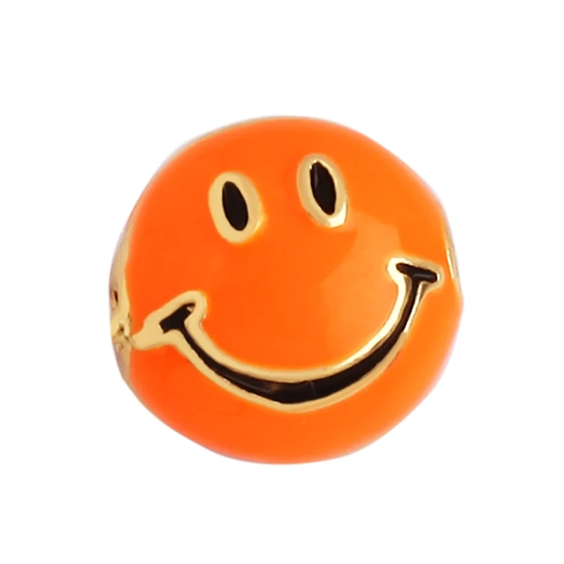 Peace Sign Happy Face Flowers Enamel Bead,10mm Gold Brass Colourful DIY Bracelet Components Accessories Wholesale Supplies M88