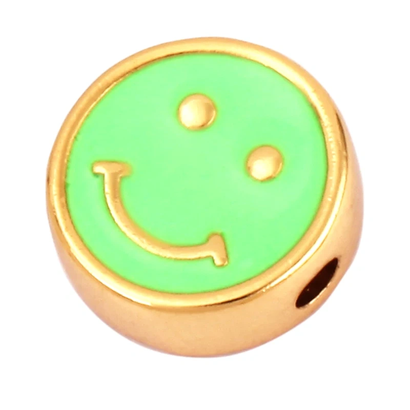 Enamel Happy  Face Heart Star Bead,10mm Gold Brass Colourful DIY Bracelet Components Accessories Wholesale Supplies M88
