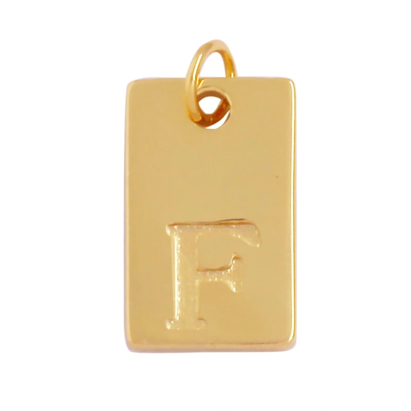 Simpleness Rectangle 18K Gold Plated Brass Initial Name A-Z Letter Charm Pendant Necklace,Fashion Jewelry Findings Supplies K58