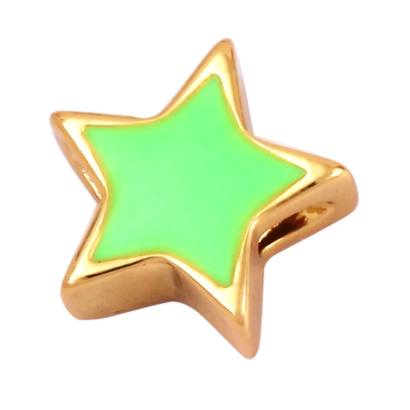 Enamel Happy  Face Heart Star Bead,10mm Gold Brass Colourful DIY Bracelet Components Accessories Wholesale Supplies M88