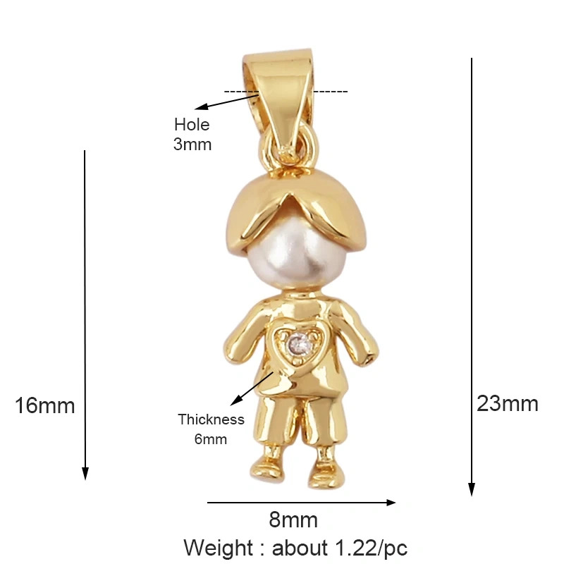 Cross Smiling Face Heart Flower Pearl CZ Zircon 18K Gold Charm Pendant,Bracelet Necklace Attachment Jewelry Findings Supply L36