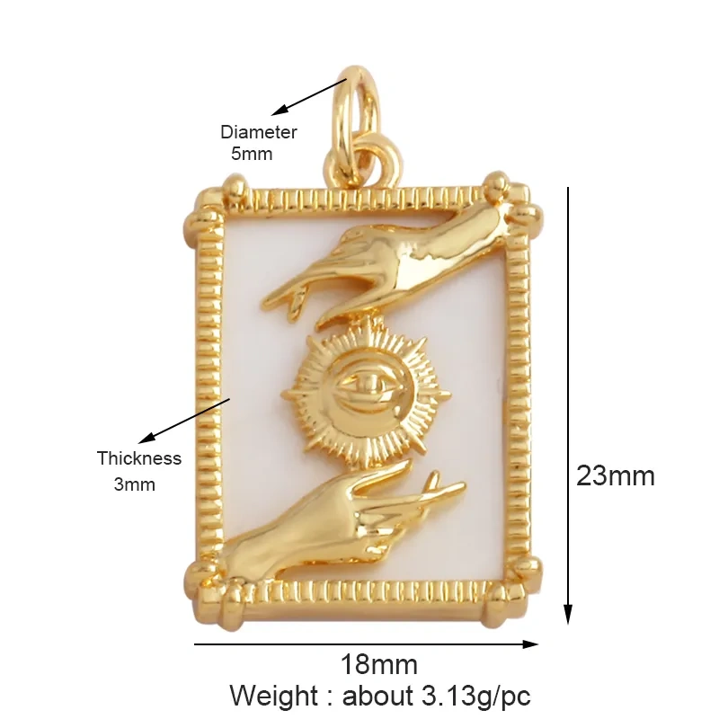 Evil Eye Hand 18K Gold Plated Cubic Zirconia CZ Paved Religious Charm Pendant,Jewelry Necklace Bracelet Accessories Supplies M66