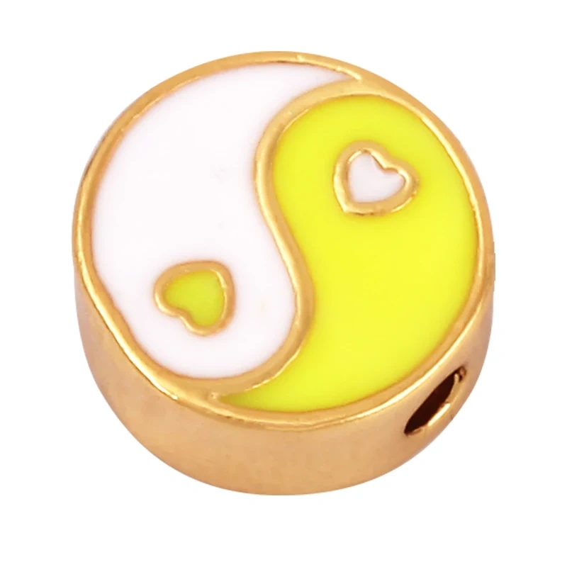 Enamel Happy  Face Heart Star Bead,10mm Gold Brass Colourful DIY Bracelet Components Accessories Wholesale Supplies M88