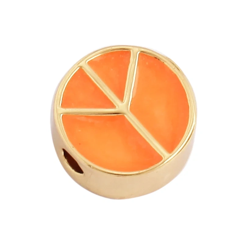 Peace Sign Happy Face Flowers Enamel Bead,10mm Gold Brass Colourful DIY Bracelet Components Accessories Wholesale Supplies M88