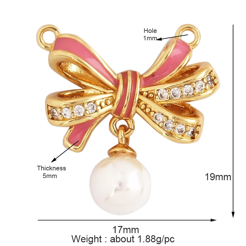 Cross Smiling Face Heart Flower Pearl CZ Zircon 18K Gold Charm Pendant,Bracelet Necklace Attachment Jewelry Findings Supply L36