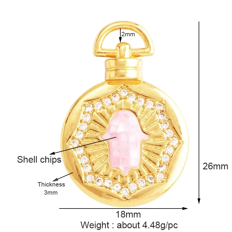 Evil Eye Hand 18K Gold Plated Cubic Zirconia CZ Paved Religious Charm Pendant,Jewelry Necklace Bracelet Accessories Supplies M66