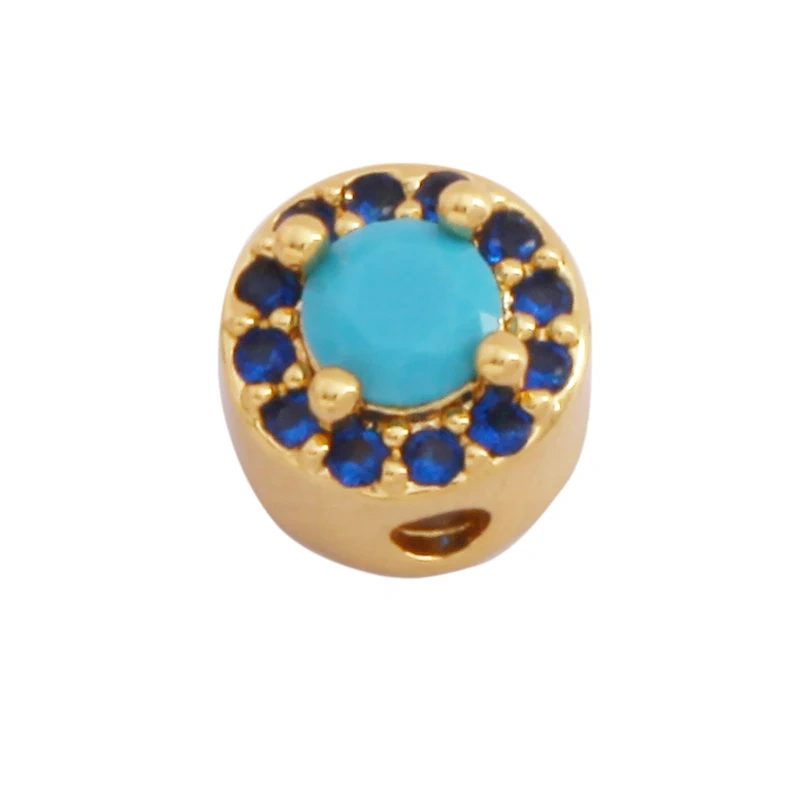Elk Christmas Trees Happy Face Zircon Bead,18K Gold Brass Colourful DIY Bracelet Components Accessories Wholesale Supplies M64