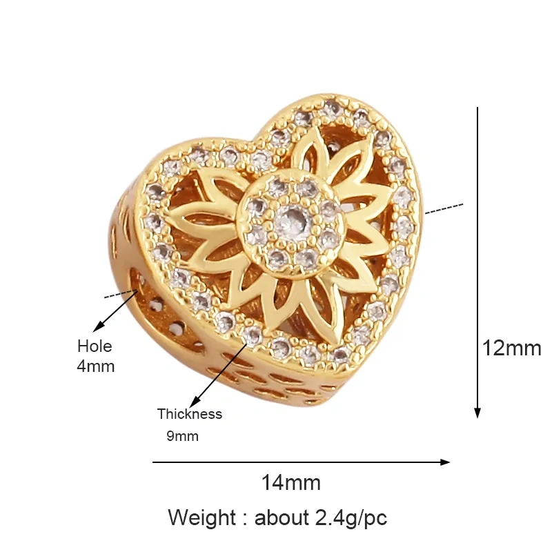 Delicacy Flowers Heart Round Geometry Shape Fashion Hollow Out Spacer Beads Tube,18K Gold Jewelry Making Accessories Supply M54