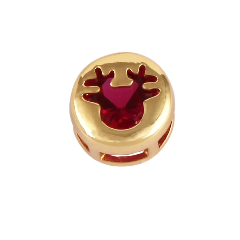 Elk Christmas Trees Happy Face Zircon Bead,18K Gold Brass Colourful DIY Bracelet Components Accessories Wholesale Supplies M64