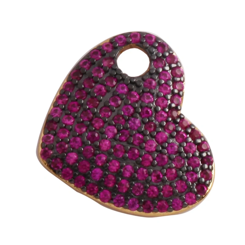 Fashion Love Heart Zircon Focal Charm Pendant,Twin Two Hole 18K Gold Plated, Necklace Bracelet Jewelry Accessories Supply M07