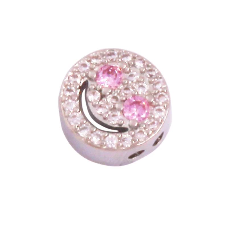 Elk Christmas Trees Happy Face Zircon Bead,18K Gold Brass Colourful DIY Bracelet Components Accessories Wholesale Supplies M64