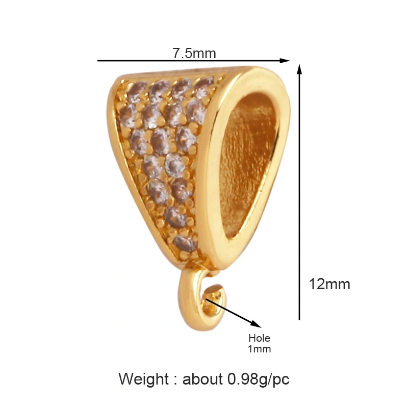 Creative Trendy Charm Pendant Holder Jewelry Findings,Geometry 18K Gold Bail Micro Pave Cubic Zirconia Accessories Supplies K94