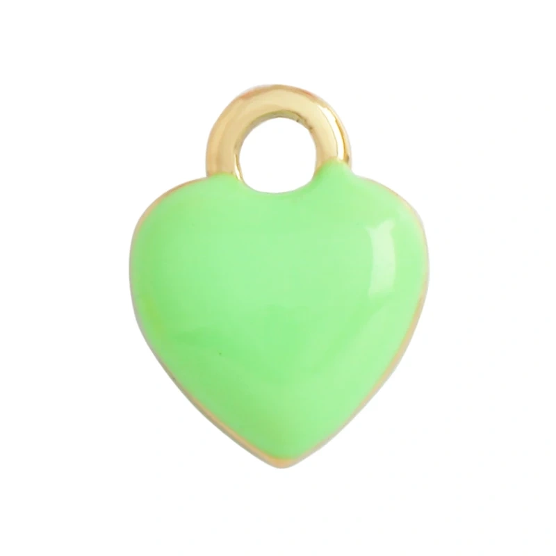 Trendy Love Heart Enamel Zircon Charm Pendant,18K Gold Plated Colour,Necklace Bracelet Handmade Jewelry Accessories Supplies M69