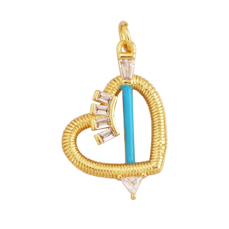 Trendy Love Heart Enamel Zircon Charm Pendant,18K Gold Plated Colour,Necklace Bracelet Handmade Jewelry Accessories Supplies M69