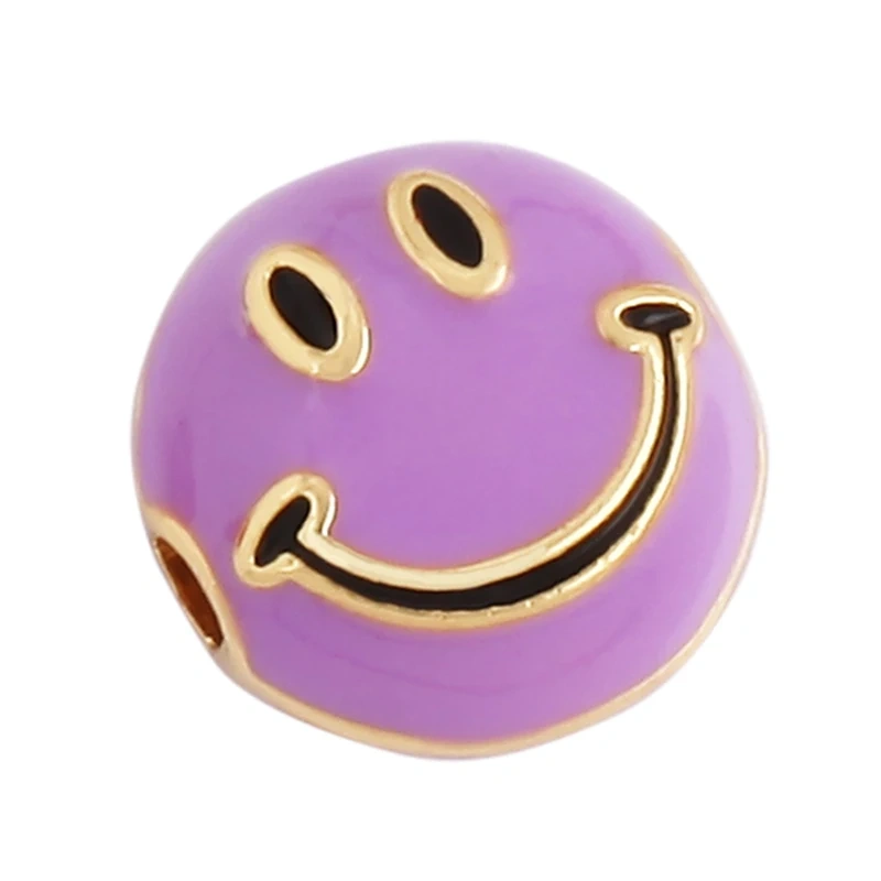 Peace Sign Happy Face Flowers Enamel Bead,10mm Gold Brass Colourful DIY Bracelet Components Accessories Wholesale Supplies M88