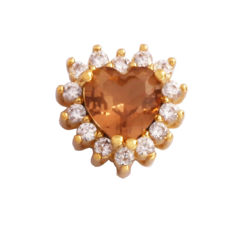Mix Style Heart Star Eye Geometry 18K Gold Plated Brass Space Bead,Colorful Zircon Bracelet Necklace Charm Jewelry Supplies M64