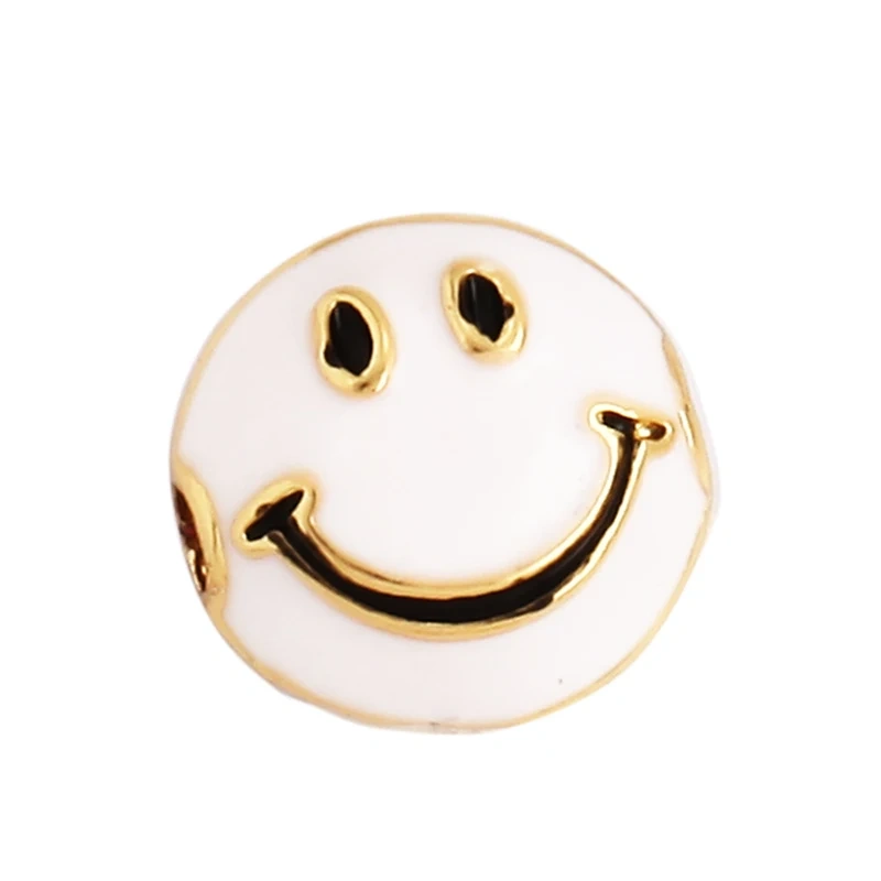 Peace Sign Happy Face Flowers Enamel Bead,10mm Gold Brass Colourful DIY Bracelet Components Accessories Wholesale Supplies M88