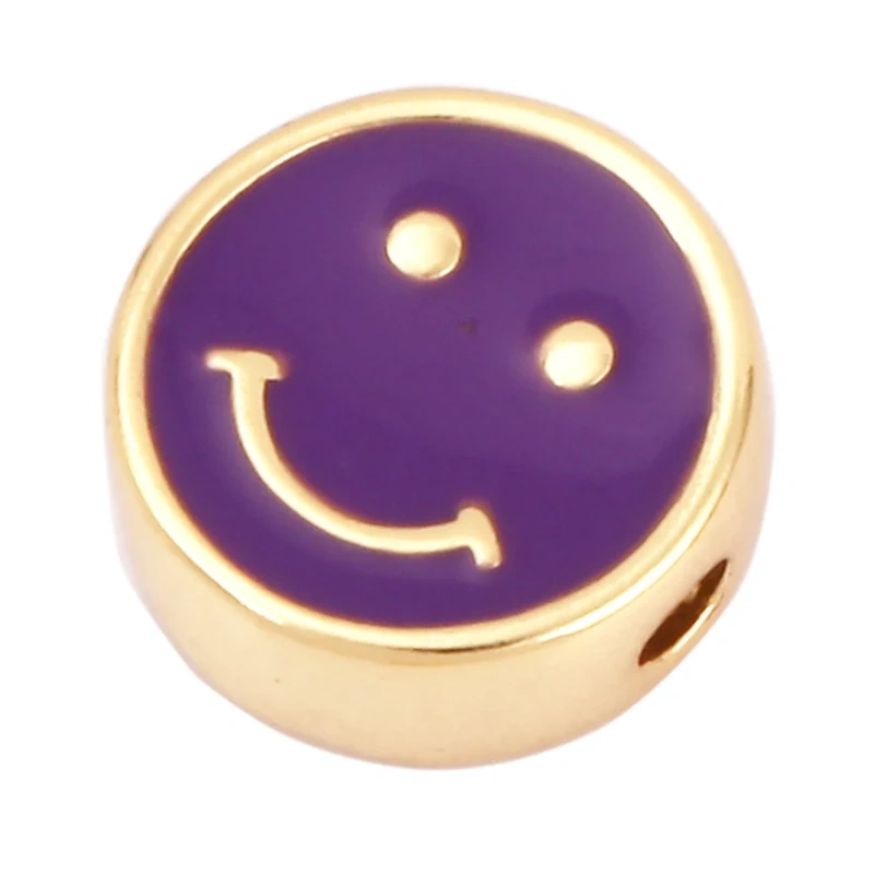 Enamel Happy  Face Heart Star Bead,10mm Gold Brass Colourful DIY Bracelet Components Accessories Wholesale Supplies M88