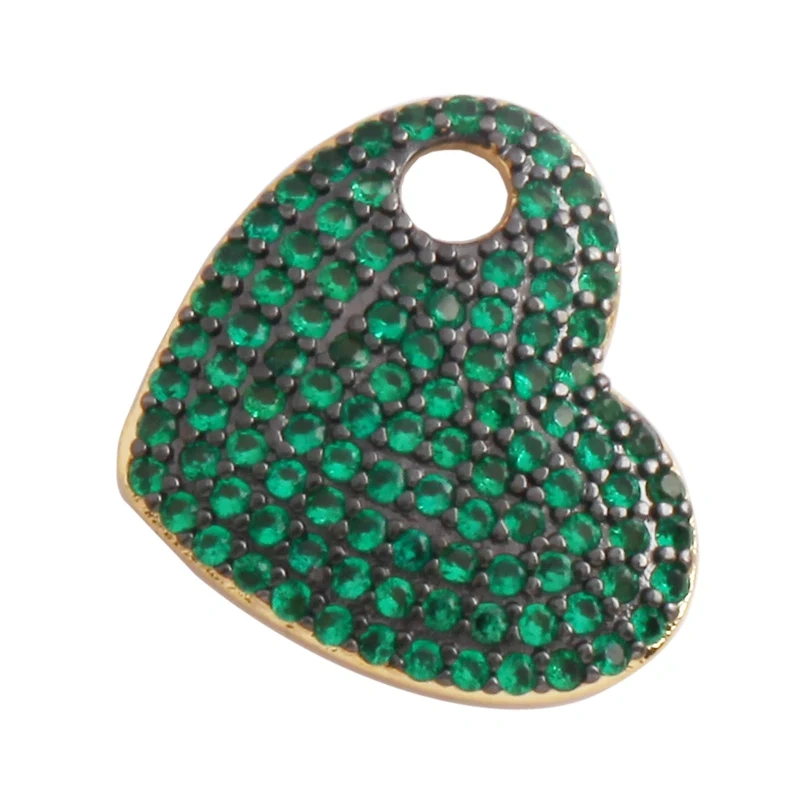 Fashion Love Heart Zircon Focal Charm Pendant,Twin Two Hole 18K Gold Plated, Necklace Bracelet Jewelry Accessories Supply M07