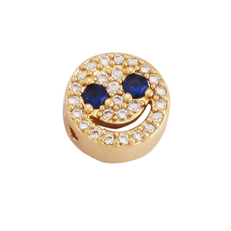 Elk Christmas Trees Happy Face Zircon Bead,18K Gold Brass Colourful DIY Bracelet Components Accessories Wholesale Supplies M64