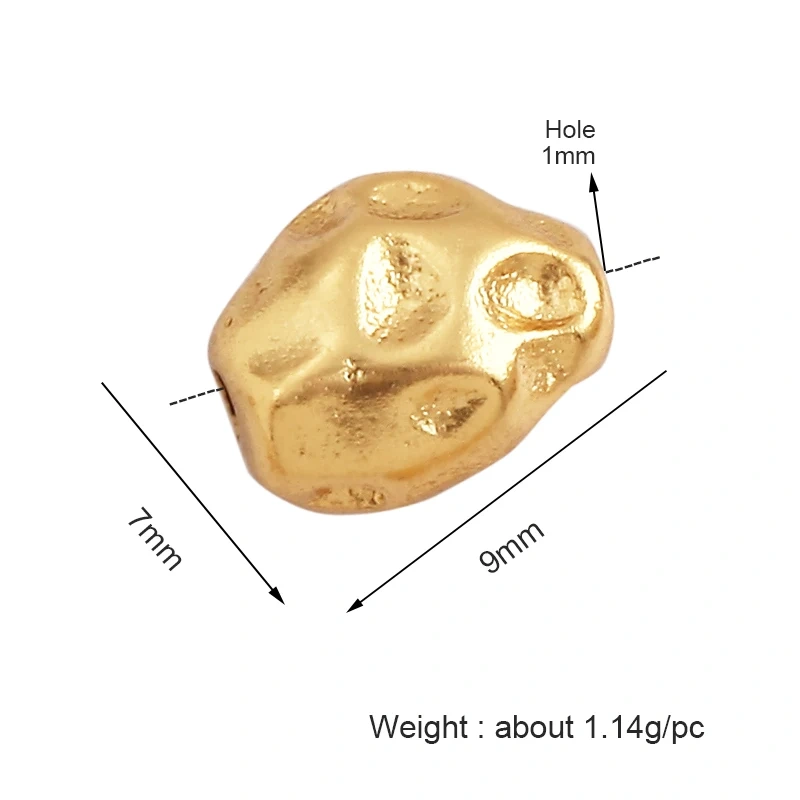 New Style Simple 18K Gold Plated Brass Irregular Space Beads,Men Women Bracelet DIY Charms Handmade Jewelry Accessories Supplies