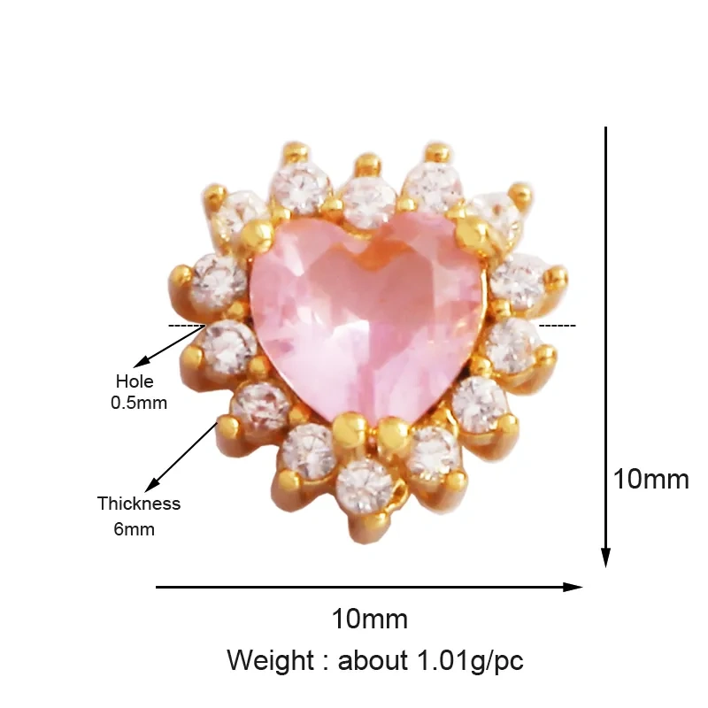 Mix Style Heart Star Eye Geometry 18K Gold Plated Brass Space Bead,Colorful Zircon Bracelet Necklace Charm Jewelry Supplies M64