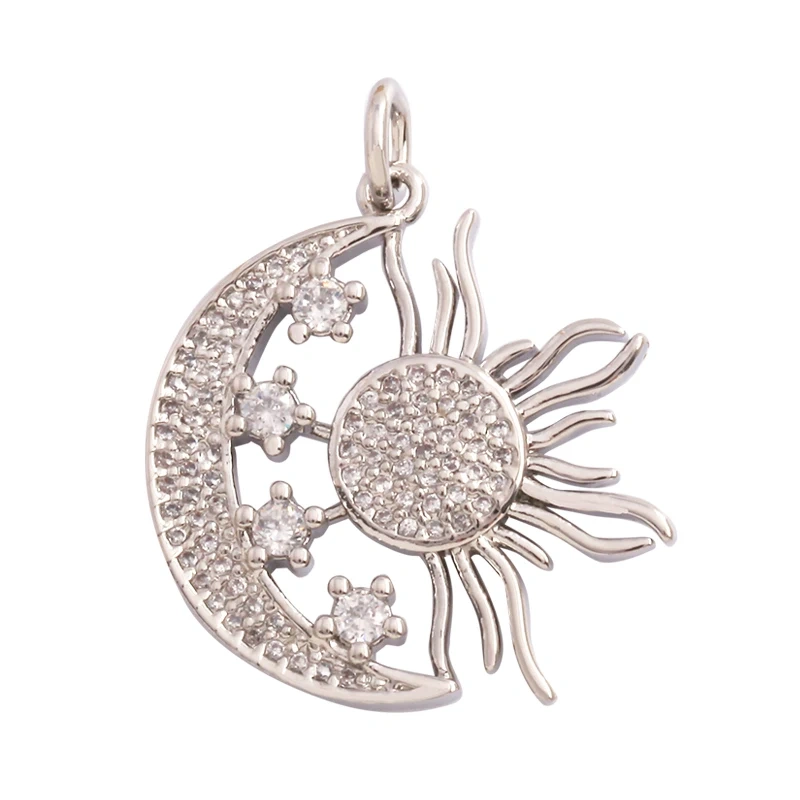 Trendy Star Moon Sun Charm Focal Pendant,18K Gold Plated Zircon Necklace Bracelet For Handmade Jewelry Findings Supplies K47
