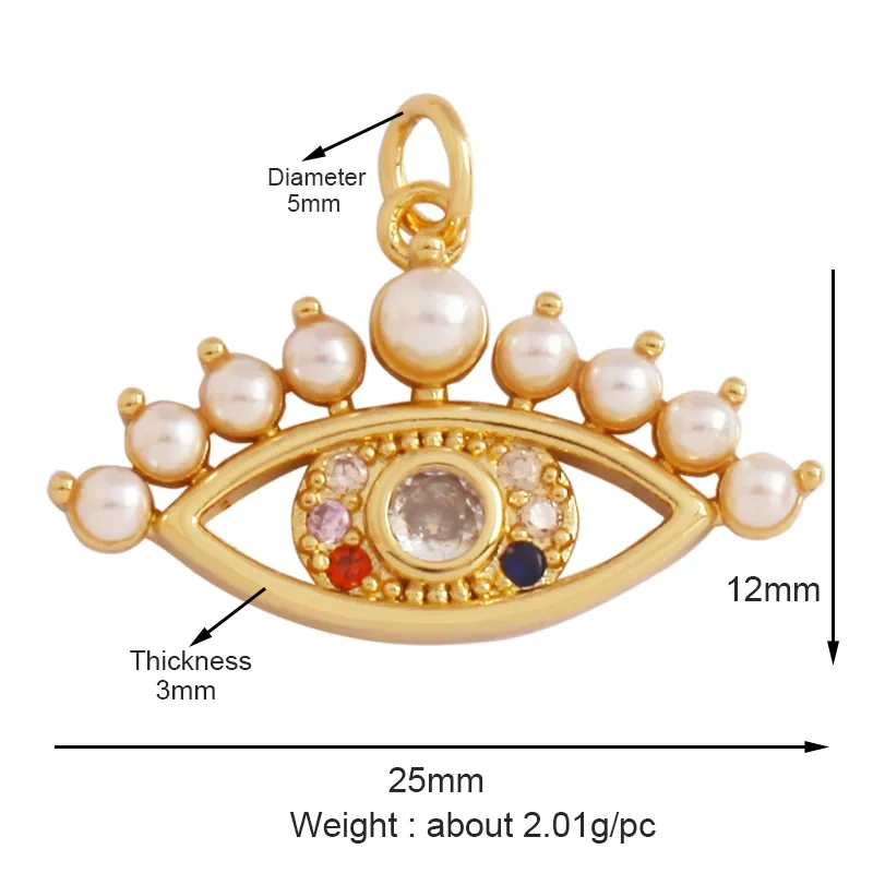 Evil Eye Hand 18K Gold Plated Cubic Zirconia CZ Paved Religious Charm Pendant,Jewelry Necklace Bracelet Accessories Supplies M66