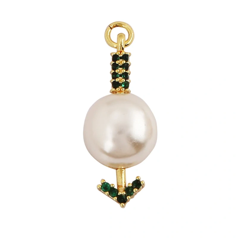 Cross Smiling Face Heart Flower Pearl CZ Zircon 18K Gold Charm Pendant,Bracelet Necklace Attachment Jewelry Findings Supply L36