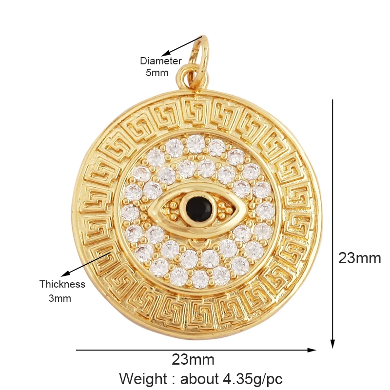 Evil Eye Hand 18K Gold Plated Cubic Zirconia CZ Paved Religious Charm Pendant,Jewelry Necklace Bracelet Accessories Supplies M66