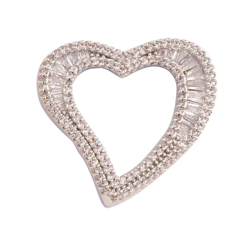 Fashion Love Heart Zircon Focal Charm Pendant,Twin Two Hole 18K Gold Plated, Necklace Bracelet Jewelry Accessories Supply M07