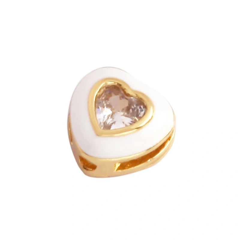 Fashion Love Heart Round Rectangle Geometry Shape Colourful Enamel Spacer Beads Tube,18K Gold Plated Jewelry Making Supplies M66