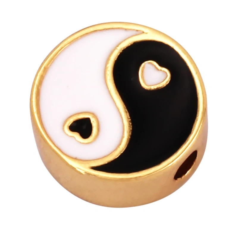 Enamel Happy  Face Heart Star Bead,10mm Gold Brass Colourful DIY Bracelet Components Accessories Wholesale Supplies M88