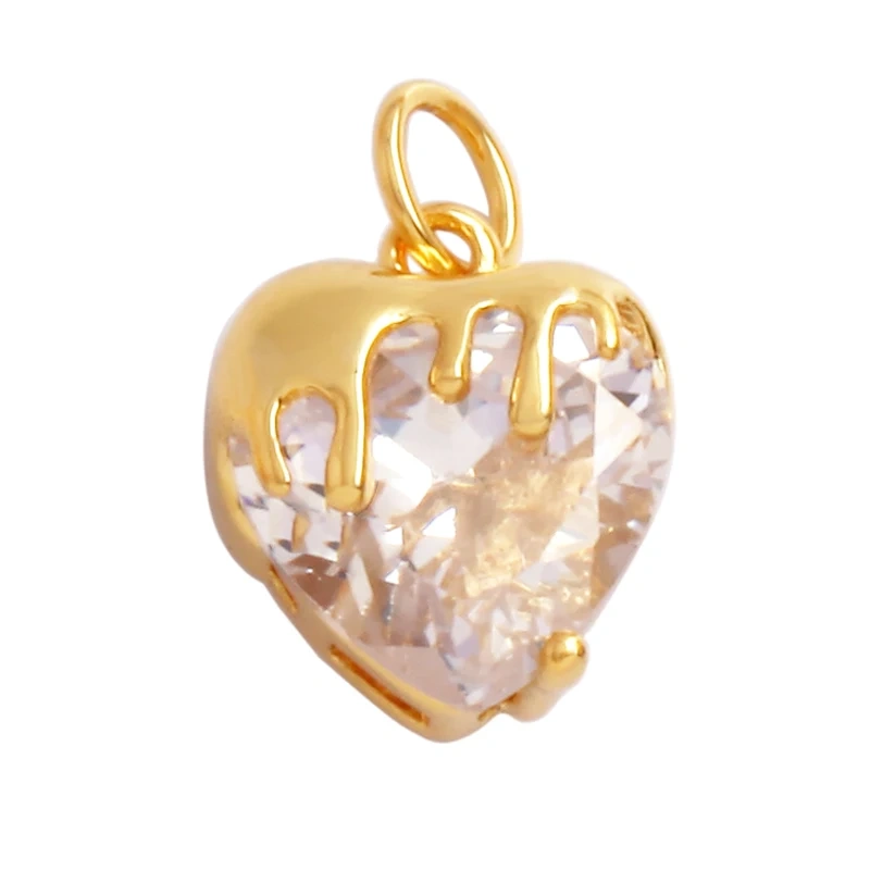 Trendy Love Heart Enamel Zircon Charm Pendant,18K Gold Plated Colour,Necklace Bracelet Handmade Jewelry Accessories Supplies M69