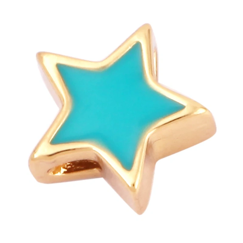 Enamel Happy  Face Heart Star Bead,10mm Gold Brass Colourful DIY Bracelet Components Accessories Wholesale Supplies M88