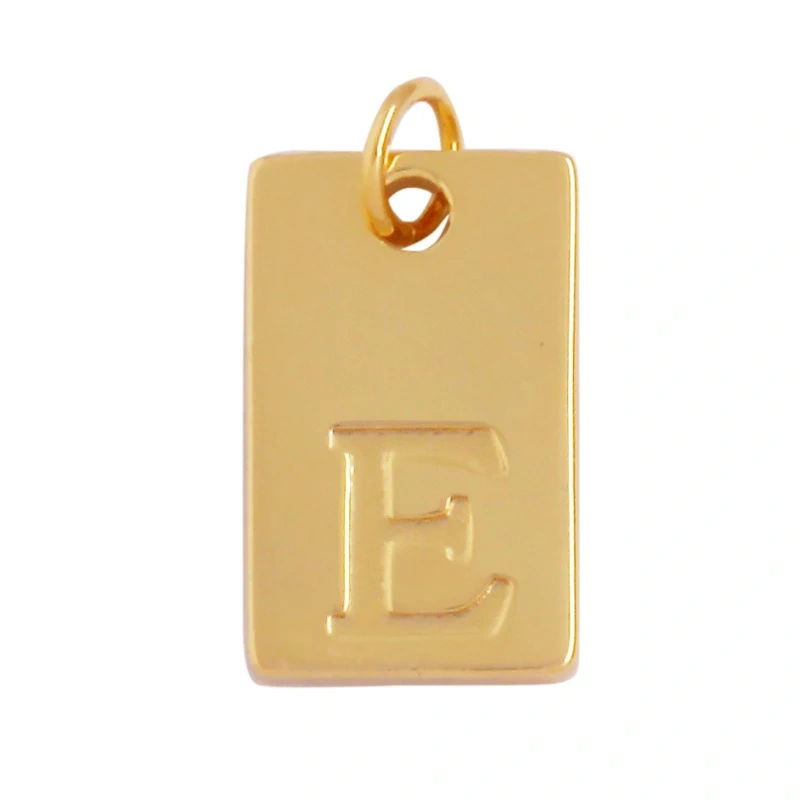 Simpleness Rectangle 18K Gold Plated Brass Initial Name A-Z Letter Charm Pendant Necklace,Fashion Jewelry Findings Supplies K58
