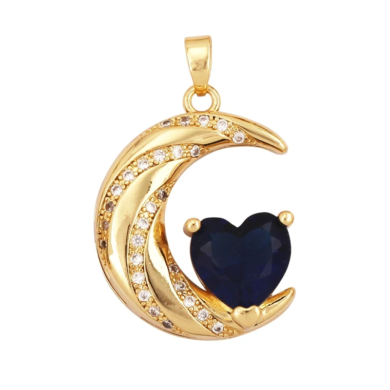 Trendy Star Moon Sun Charm Focal Pendant,18K Gold Plated Zircon Necklace Bracelet For Handmade Jewelry Findings Supplies K47