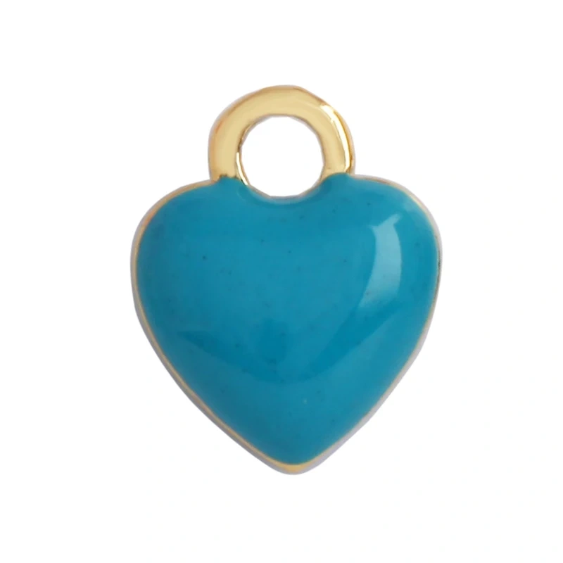 Trendy Love Heart Enamel Zircon Charm Pendant,18K Gold Plated Colour,Necklace Bracelet Handmade Jewelry Accessories Supplies M69