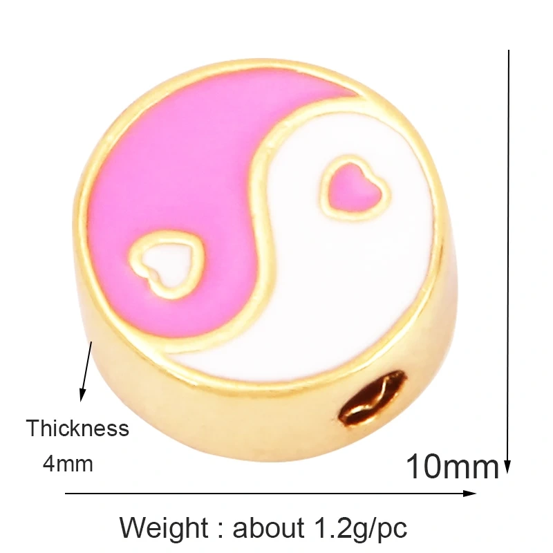 Enamel Happy  Face Heart Star Bead,10mm Gold Brass Colourful DIY Bracelet Components Accessories Wholesale Supplies M88