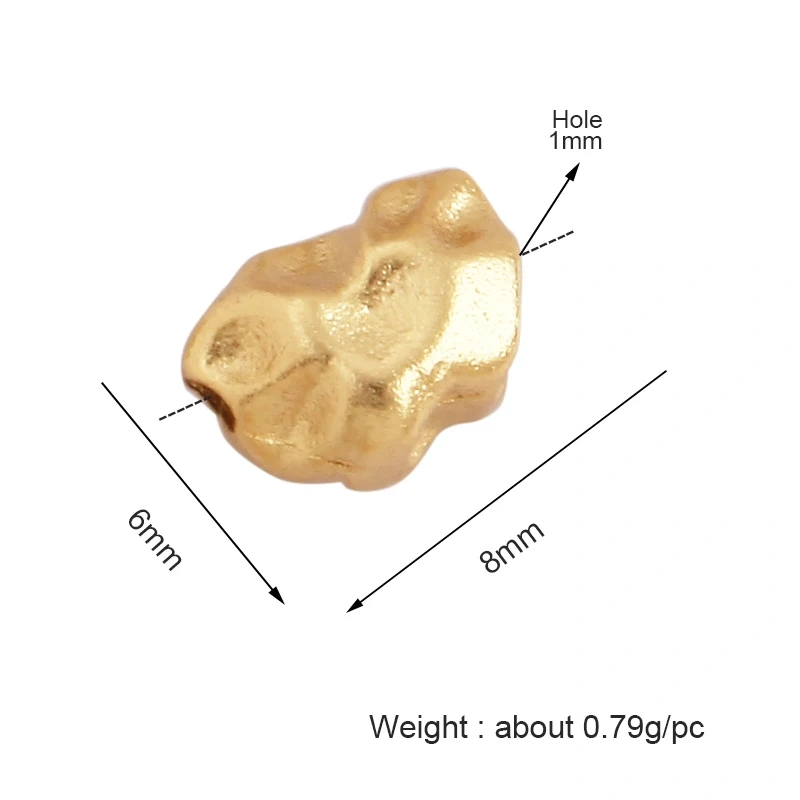 New Style Simple 18K Gold Plated Brass Irregular Space Beads,Men Women Bracelet DIY Charms Handmade Jewelry Accessories Supplies