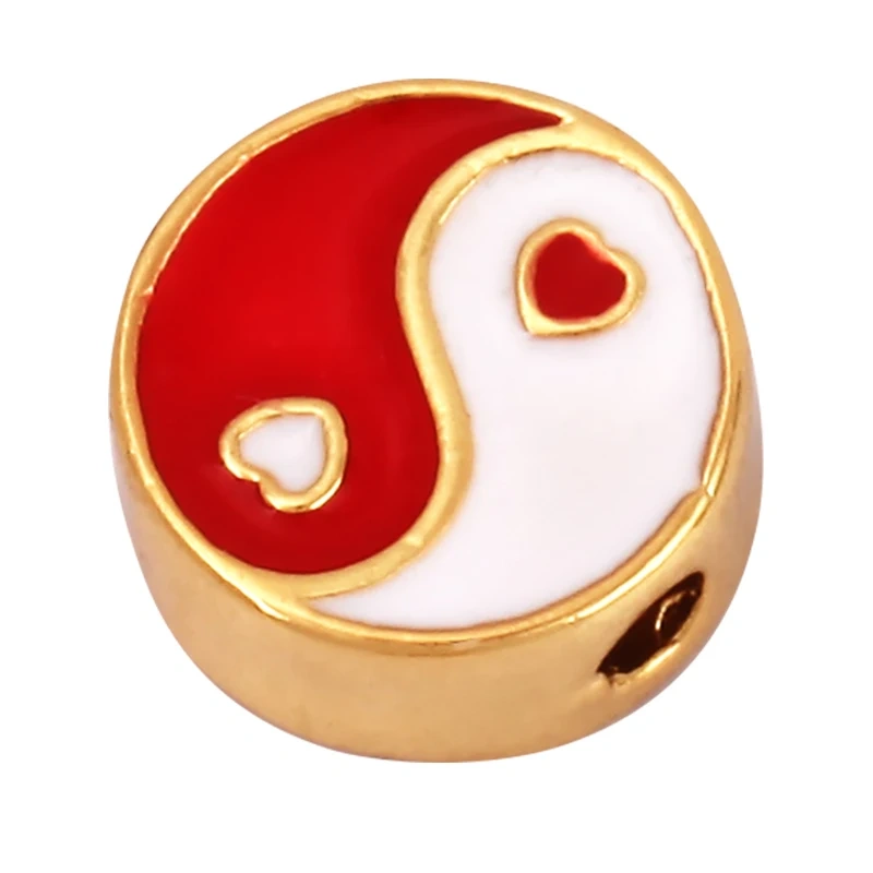 Enamel Happy  Face Heart Star Bead,10mm Gold Brass Colourful DIY Bracelet Components Accessories Wholesale Supplies M88