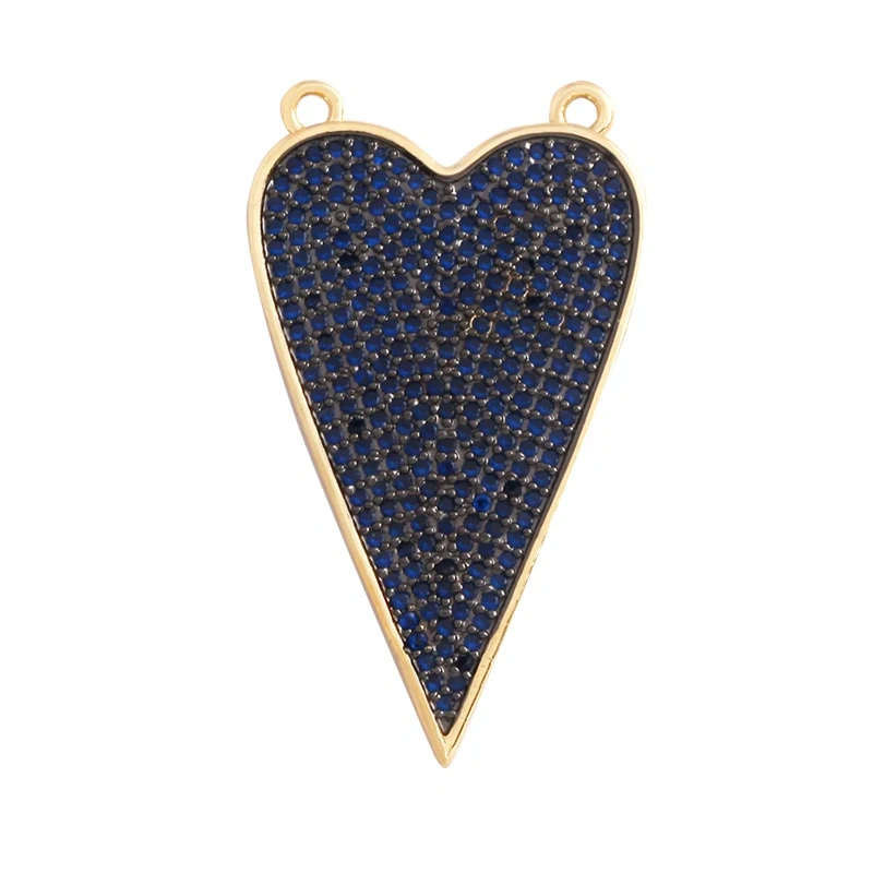 Fashion Love Heart Zircon Focal Charm Pendant,Twin Two Hole 18K Gold Plated, Necklace Bracelet Jewelry Accessories Supply M07